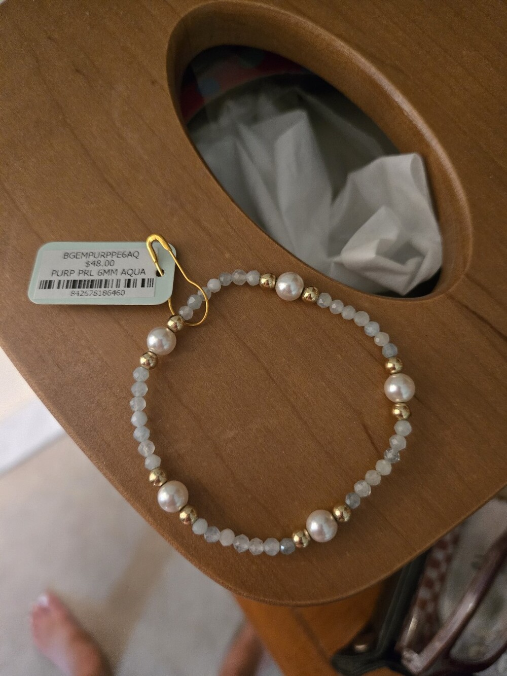 Enewton Purpose Pearl 6mm Aqua Beaded Bracelet